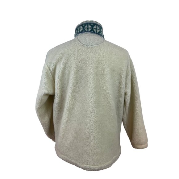 Ouray Cream Pullover W/ Teal Pattern Button-Up Closure Size L/XL - Picture 3 of 8